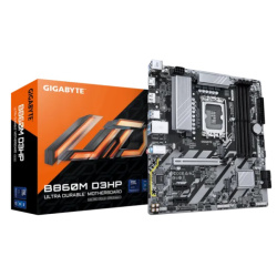 Материнская плата Gigabyte B860M D3HP (LGA 1851, Intel B860, ATX, 4xDDR5 6400 МГц, 4xSATA, 2xM.2, 1хPCI-E x16, 2хPCI-E x1, HDM/DP)